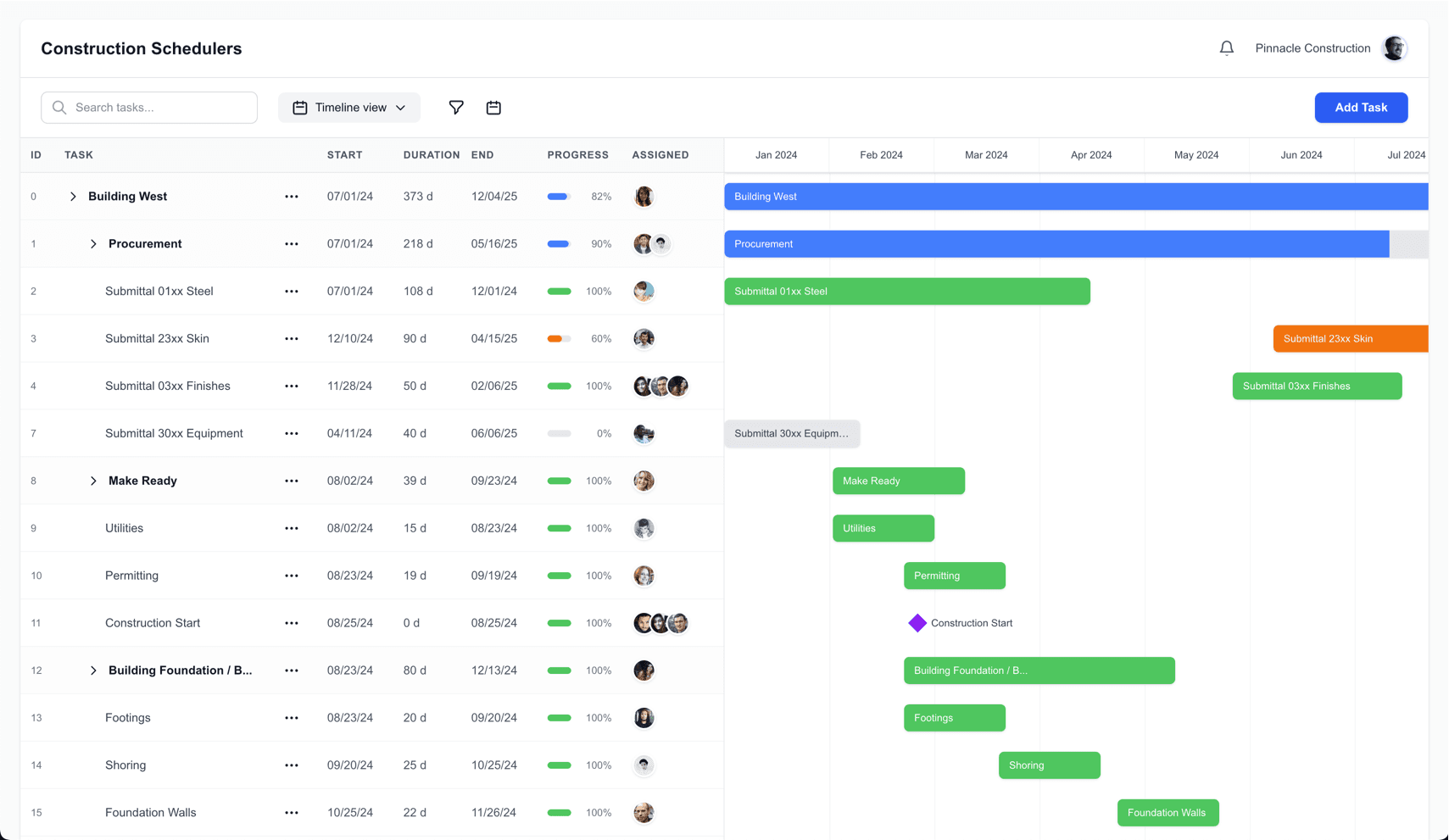 A screenshot of the Construction Schedulers app, a powerful construction scheduling software.
